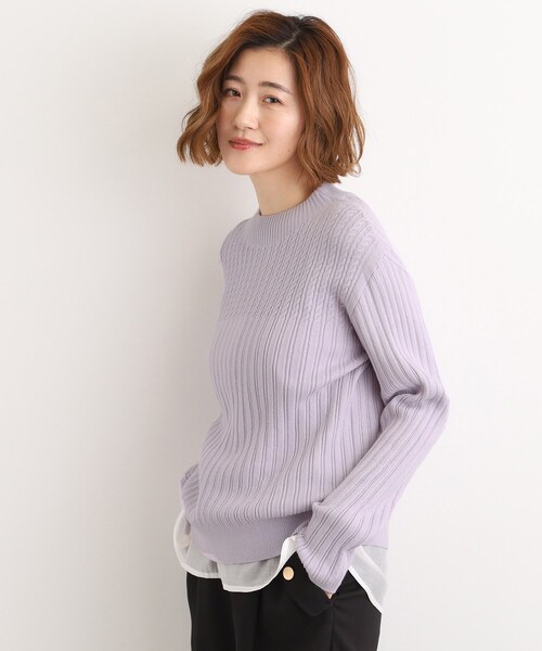 セール】【石川梨華さん着用】ミニケーブルニット【毛玉軽減／洗える