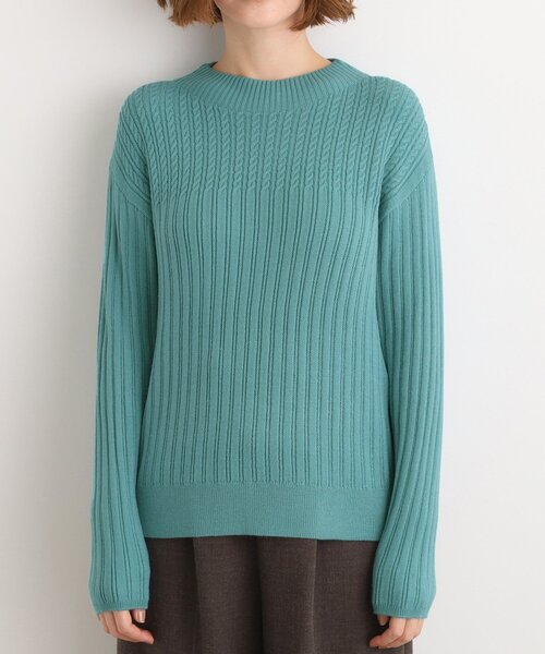 grove（グローブ）の「【毛玉軽減／洗える】ミニケーブルニット（ニット/セーター・レディース・ライトグレー系9/グリーン/パープル/オフホワイト/ブラック・02/03/01/04/05）」の21枚目の写真