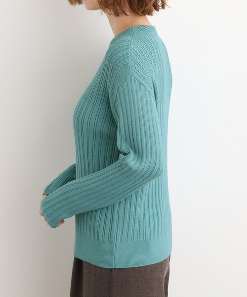 grove（グローブ）の「【毛玉軽減／洗える】ミニケーブルニット（ニット/セーター・レディース・ライトグレー系9/グリーン/パープル/オフホワイト/ブラック・02/03/01/04/05）」の22枚目の写真