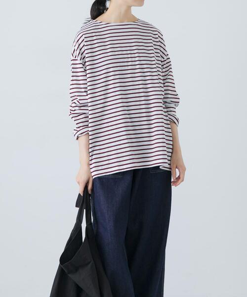 かぐれ（カグレ）の「ハイツイストボーダーカットソー（Tシャツ/カットソー・レディース・ブラック/ボルドー・FREE）」の2枚目の写真