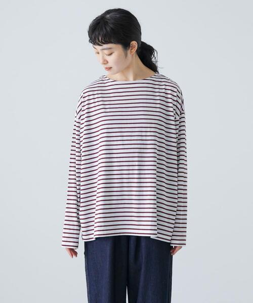 かぐれ（カグレ）の「ハイツイストボーダーカットソー（Tシャツ/カットソー・レディース・ブラック/ボルドー・FREE）」の4枚目の写真