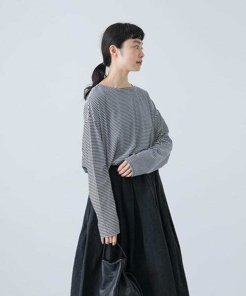 かぐれ（カグレ）の「ハイツイストボーダーカットソー（Tシャツ/カットソー・レディース・ブラック/ボルドー・FREE）」の13枚目の写真