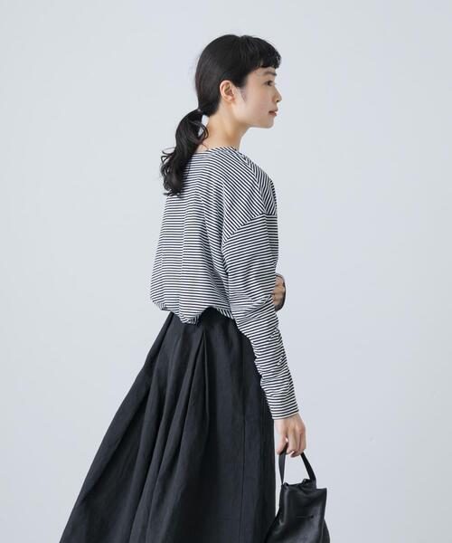 かぐれ（カグレ）の「ハイツイストボーダーカットソー（Tシャツ/カットソー・レディース・ブラック/ボルドー・FREE）」の15枚目の写真