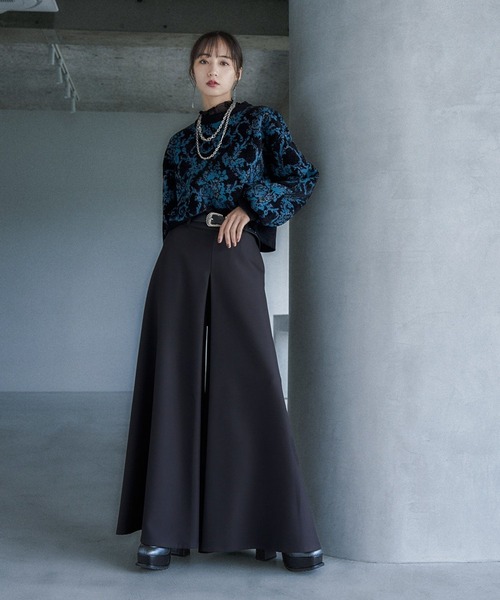 HARE（ハレ）の「モールダマスクガラニットプルオーバー(HARE)（ニット/セーター・レディース・ブラック/ボルドー/ブルー/グレー・FREE）」の5枚目の写真