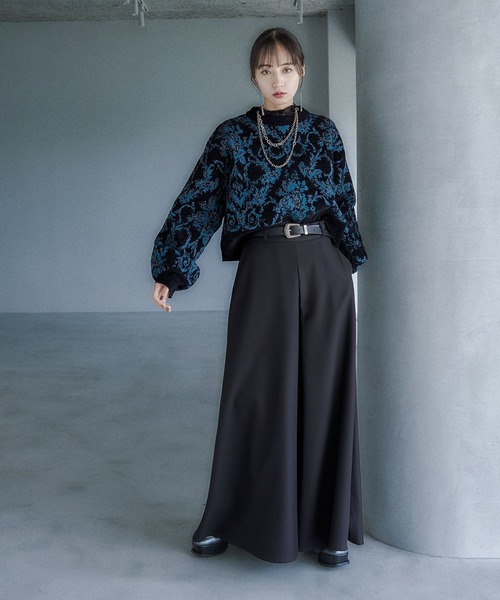 HARE（ハレ）の「モールダマスクガラニットプルオーバー(HARE)（ニット/セーター・レディース・ブラック/ボルドー/ブルー/グレー・FREE）」の6枚目の写真