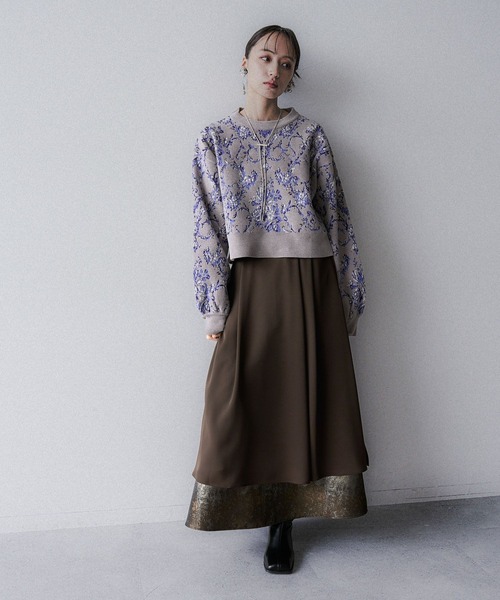 HARE（ハレ）の「モールダマスクガラニットプルオーバー(HARE)（ニット/セーター・レディース・ブラック/ボルドー/ブルー/グレー・FREE）」の9枚目の写真