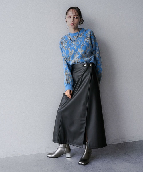 HARE（ハレ）の「モールダマスクガラニットプルオーバー(HARE)（ニット/セーター・レディース・ブラック/ボルドー/ブルー/グレー・FREE）」の11枚目の写真