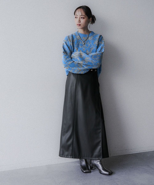 HARE（ハレ）の「モールダマスクガラニットプルオーバー(HARE)（ニット/セーター・レディース・ブラック/ボルドー/ブルー/グレー・FREE）」の12枚目の写真