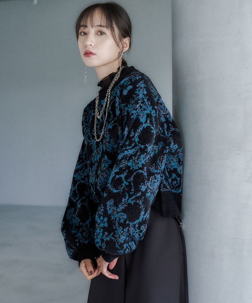 HARE（ハレ）の「モールダマスクガラニットプルオーバー(HARE)（ニット/セーター・レディース・ブラック/ボルドー/ブルー/グレー・FREE）」の15枚目の写真