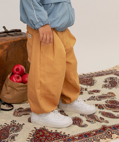 BREEZE（ブリーズ）の「【ジュニア対応】ワイドタックパンツ（その他パンツ・キッズ・ブラック/カーキ/イエロー/ミント/インディゴブルー/チェック/キャメル/ピンク・90/100/110/140/120/130/150）」の5枚目の写真