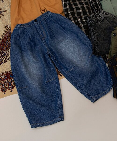 BREEZE（ブリーズ）の「【ジュニア対応】ワイドタックパンツ（その他パンツ・キッズ・ブラック/カーキ/イエロー/ミント/インディゴブルー/チェック/キャメル/ピンク・90/100/110/140/120/130/150）」の4枚目の写真