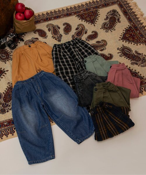 BREEZE（ブリーズ）の「【ジュニア対応】ワイドタックパンツ（その他パンツ・キッズ・ブラック/カーキ/イエロー/ミント/インディゴブルー/チェック/キャメル/ピンク・90/100/110/140/120/130/150）」の18枚目の写真