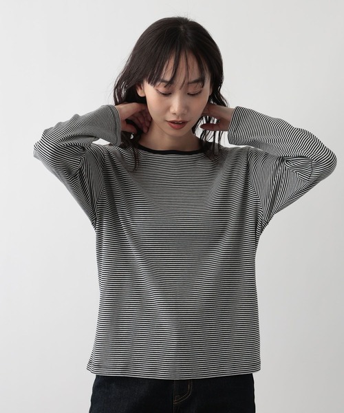 FOUND GOOD（ファウンドグッド）の「あったか綿クルーロンT（Tシャツ/カットソー・レディース・ホワイト系5/ブルー系2/グレー系/ブラック/ベージュ/グレー系8・M/L/S）」の3枚目の写真