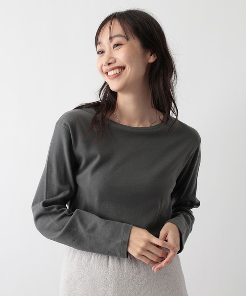 FOUND GOOD（ファウンドグッド）の「あったか綿クルーロンT（Tシャツ/カットソー・レディース・ホワイト系5/ブルー系2/グレー系/ブラック/ベージュ/グレー系8・M/L/S）」の4枚目の写真