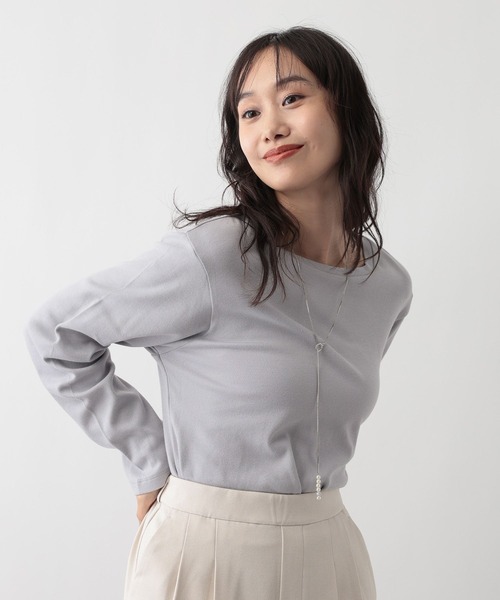 FOUND GOOD（ファウンドグッド）の「あったか綿クルーロンT（Tシャツ/カットソー・レディース・ホワイト系5/ブルー系2/グレー系/ブラック/ベージュ/グレー系8・M/L/S）」の6枚目の写真