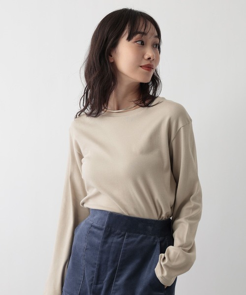 FOUND GOOD（ファウンドグッド）の「あったか綿クルーロンT（Tシャツ/カットソー・レディース・ホワイト系5/ブルー系2/グレー系/ブラック/ベージュ/グレー系8・M/L/S）」の5枚目の写真