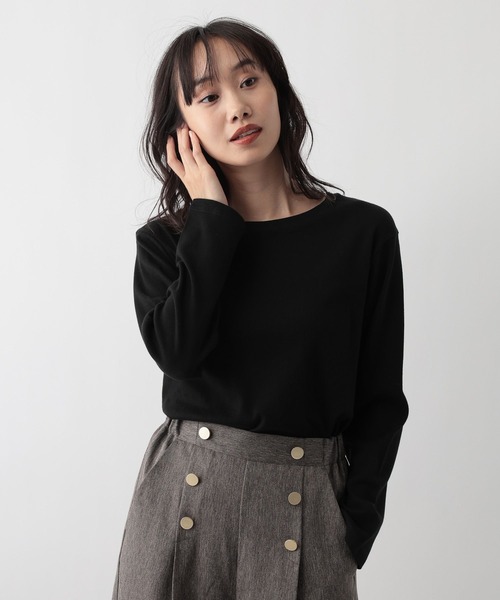 FOUND GOOD（ファウンドグッド）の「あったか綿クルーロンT（Tシャツ/カットソー・レディース・ホワイト系5/ブルー系2/グレー系/ブラック/ベージュ/グレー系8・M/L/S）」の12枚目の写真