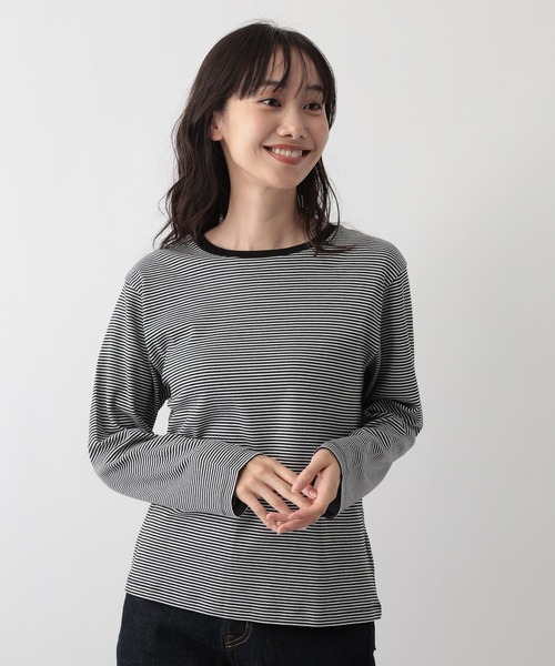 FOUND GOOD（ファウンドグッド）の「あったか綿クルーロンT（Tシャツ/カットソー・レディース・ホワイト系5/ブルー系2/グレー系/ブラック/ベージュ/グレー系8・M/L/S）」の14枚目の写真