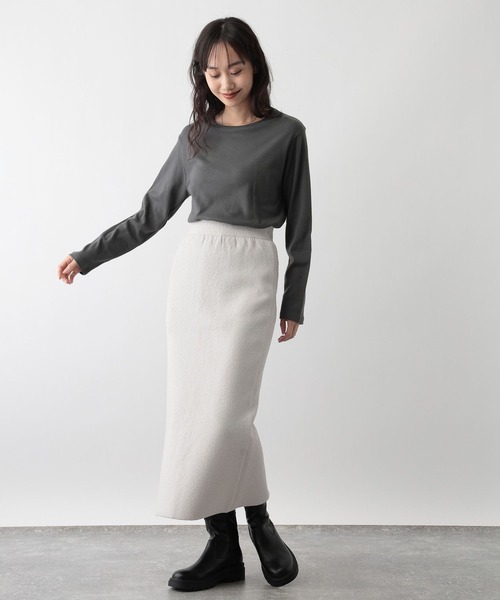 FOUND GOOD（ファウンドグッド）の「あったか綿クルーロンT（Tシャツ/カットソー・レディース・ホワイト系5/ブルー系2/グレー系/ブラック/ベージュ/グレー系8・M/L/S）」の17枚目の写真