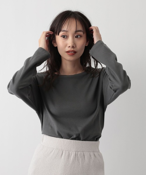 FOUND GOOD（ファウンドグッド）の「あったか綿クルーロンT（Tシャツ/カットソー・レディース・ホワイト系5/ブルー系2/グレー系/ブラック/ベージュ/グレー系8・M/L/S）」の18枚目の写真