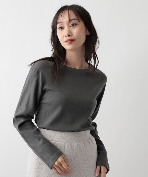 FOUND GOOD（ファウンドグッド）の「あったか綿クルーロンT（Tシャツ/カットソー・レディース・ホワイト系5/ブルー系2/グレー系/ブラック/ベージュ/グレー系8・M/L/S）」の19枚目の写真