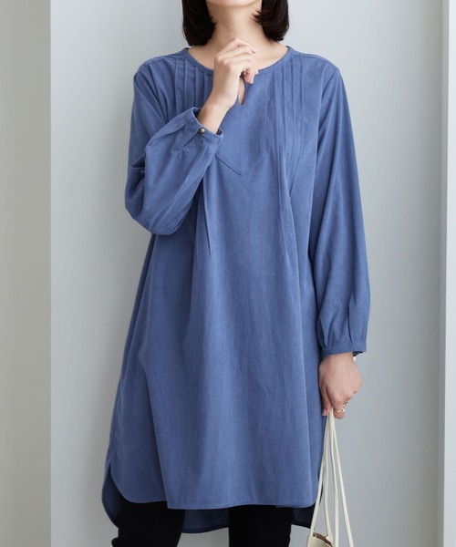 BELLUNA PLUS(ベルーナ)の「コーデュロイ素材ピンタック使いワンピース(ワンピース・レディース・ブルーグレー/ライトベージュ/モカ・X-LARGE/LARGE/MEDIUM)」の18枚目の写真