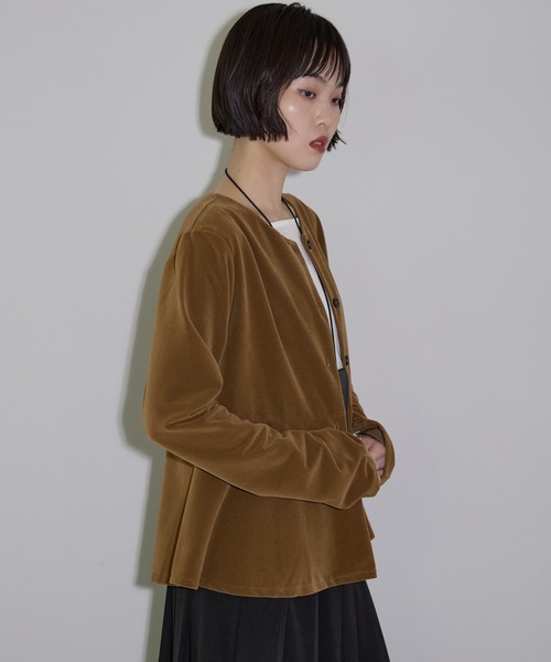 leimn(レイムン)の「ベロアペプラムカーディガン(カーディガン/ボレロ・レディース・キャメル/ブラック・M)」の10枚目の写真