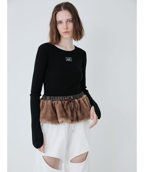 SORIN（ソリン　）の「Fake Mink Skirt Belt/フェイクミンクスカートベルト（スカート・レディース・ブラック/モカ・F）」の8枚目の写真