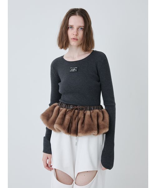 SORIN（ソリン　）の「Fake Mink Skirt Belt/フェイクミンクスカートベルト（スカート・レディース・ブラック/モカ・F）」の7枚目の写真