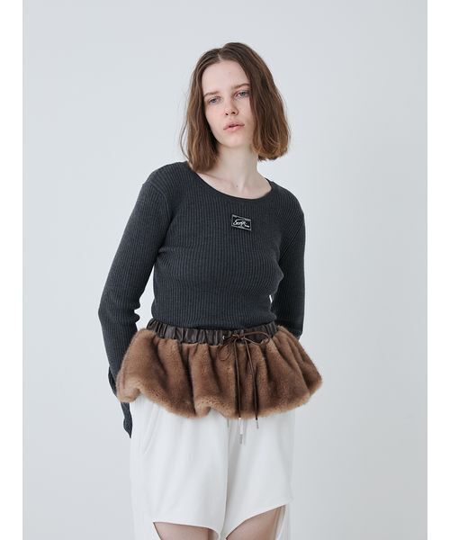 SORIN（ソリン　）の「Fake Mink Skirt Belt/フェイクミンクスカートベルト（スカート・レディース・ブラック/モカ・F）」の6枚目の写真