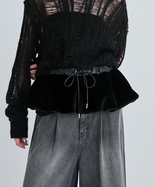 SORIN（ソリン　）の「Fake Mink Skirt Belt/フェイクミンクスカートベルト（スカート・レディース・ブラック/モカ・F）」の2枚目の写真