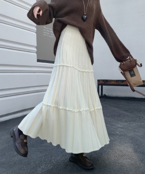 LAFFMO(ラフモ)の「切り替えフレアニットスカート(スカート・レディース・グレー/ブラック/アイボリー・F)」の10枚目の写真