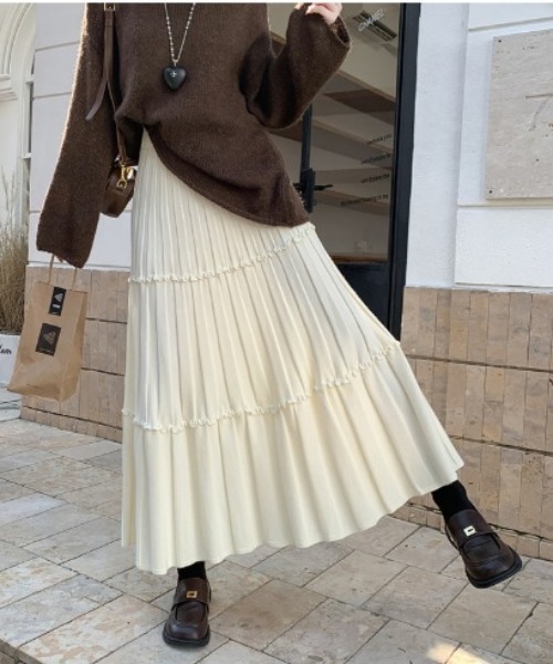 LAFFMO(ラフモ)の「切り替えフレアニットスカート(スカート・レディース・グレー/ブラック/アイボリー・F)」の12枚目の写真