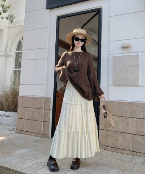 LAFFMO(ラフモ)の「切り替えフレアニットスカート(スカート・レディース・グレー/ブラック/アイボリー・F)」の15枚目の写真