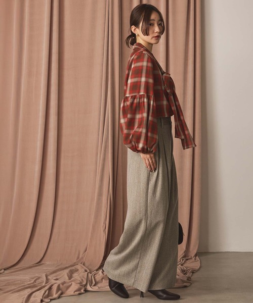 Gready Brilliant（グレディブリリアン）の「チェックボウパフブラウス（シャツ/ブラウス・レディース・ブラック×ホワイト/ブラウン系その他・38）」の6枚目の写真