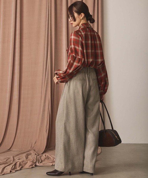 Gready Brilliant（グレディブリリアン）の「チェックボウパフブラウス（シャツ/ブラウス・レディース・ブラック×ホワイト/ブラウン系その他・38）」の4枚目の写真