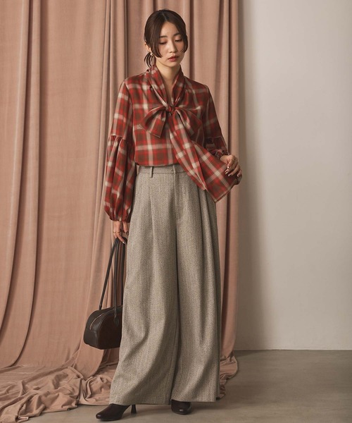 Gready Brilliant（グレディブリリアン）の「チェックボウパフブラウス（シャツ/ブラウス・レディース・ブラック×ホワイト/ブラウン系その他・38）」の8枚目の写真