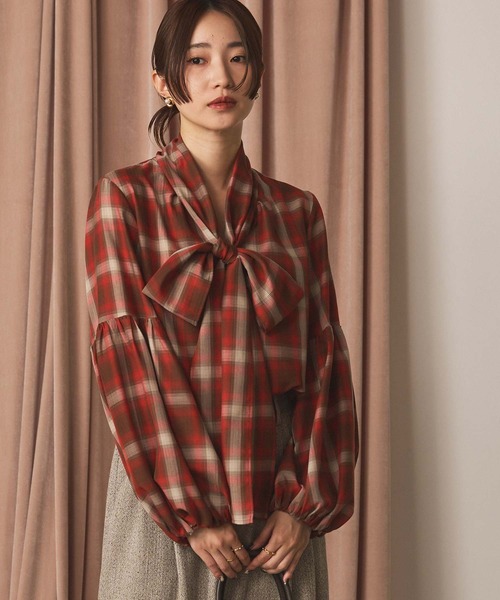 Gready Brilliant（グレディブリリアン）の「チェックボウパフブラウス（シャツ/ブラウス・レディース・ブラック×ホワイト/ブラウン系その他・38）」の3枚目の写真