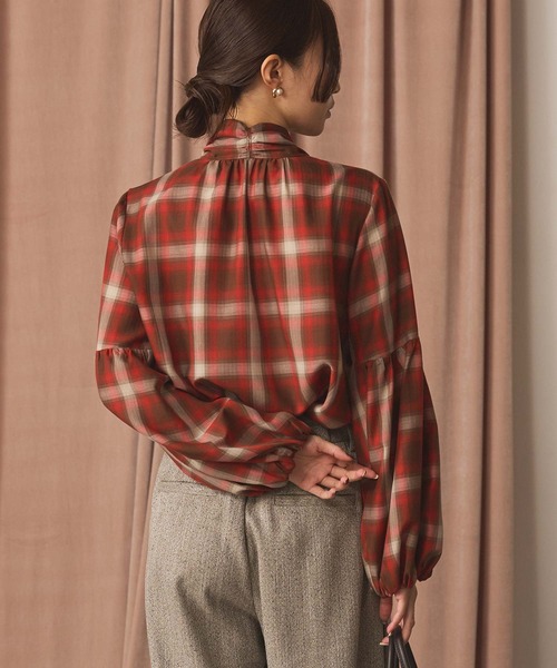 Gready Brilliant（グレディブリリアン）の「チェックボウパフブラウス（シャツ/ブラウス・レディース・ブラック×ホワイト/ブラウン系その他・38）」の5枚目の写真