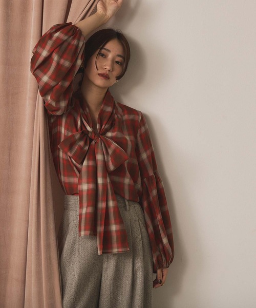 Gready Brilliant（グレディブリリアン）の「チェックボウパフブラウス（シャツ/ブラウス・レディース・ブラック×ホワイト/ブラウン系その他・38）」の10枚目の写真