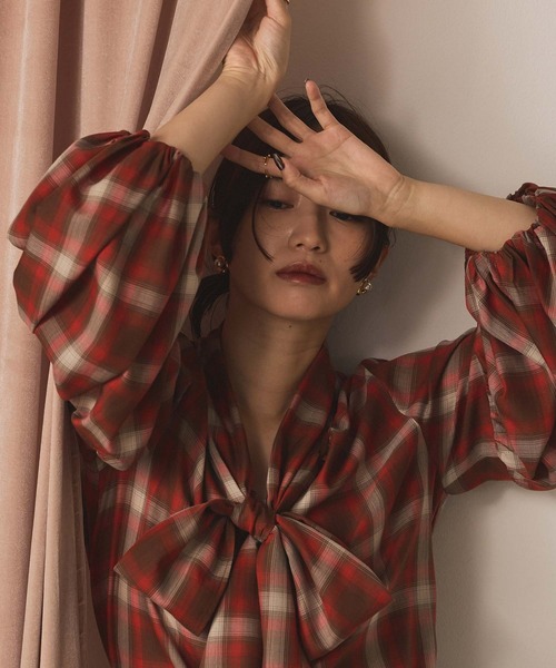 Gready Brilliant（グレディブリリアン）の「チェックボウパフブラウス（シャツ/ブラウス・レディース・ブラック×ホワイト/ブラウン系その他・38）」の11枚目の写真