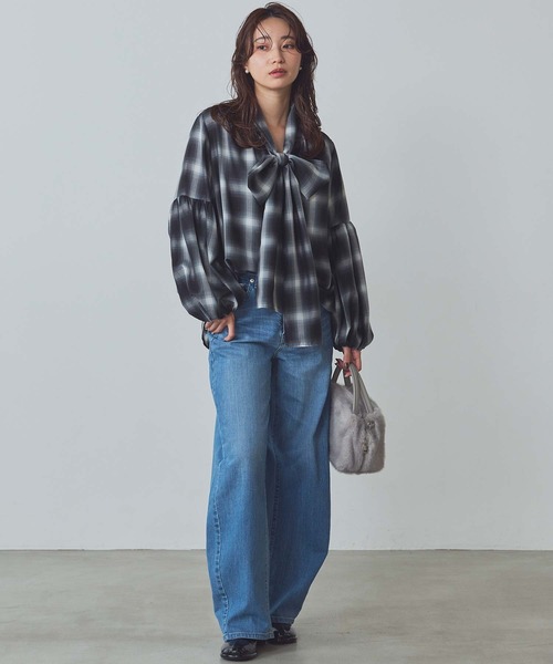 Gready Brilliant（グレディブリリアン）の「チェックボウパフブラウス（シャツ/ブラウス・レディース・ブラック×ホワイト/ブラウン系その他・38）」の12枚目の写真