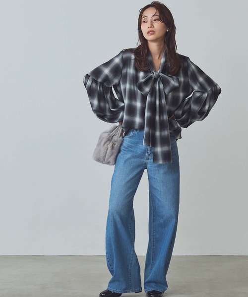 Gready Brilliant（グレディブリリアン）の「チェックボウパフブラウス（シャツ/ブラウス・レディース・ブラック×ホワイト/ブラウン系その他・38）」の15枚目の写真