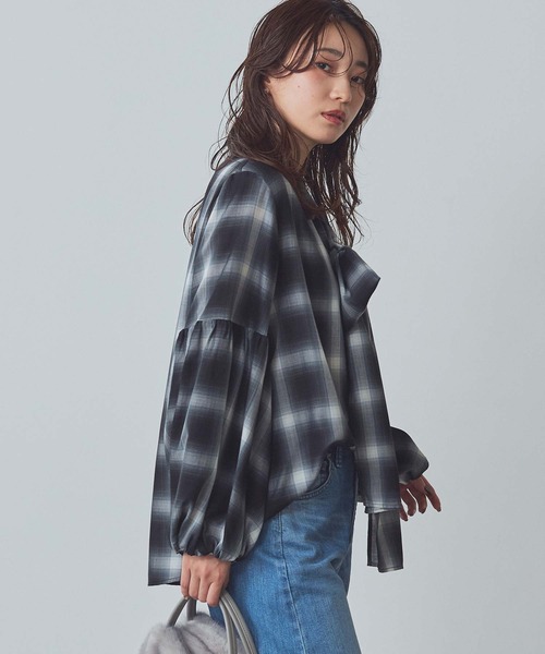 Gready Brilliant（グレディブリリアン）の「チェックボウパフブラウス（シャツ/ブラウス・レディース・ブラック×ホワイト/ブラウン系その他・38）」の17枚目の写真
