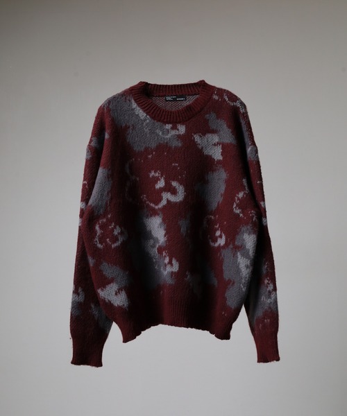 Naive magic（ナイーブマジック）の「NAIVE MAGIC WジャガードフラワーCNニット（ニット/セーター・メンズ・ブラック系1/パープル/ワイン/ブルー/グレー/ブラック系2・M/LL/L）」の6枚目の写真