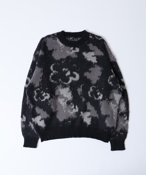 Naive magic（ナイーブマジック）の「NAIVE MAGIC WジャガードフラワーCNニット（ニット/セーター・メンズ・ブラック系1/パープル/ワイン/ブルー/グレー/ブラック系2・M/LL/L）」の15枚目の写真