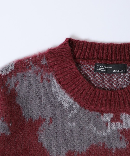 Naive magic（ナイーブマジック）の「NAIVE MAGIC WジャガードフラワーCNニット（ニット/セーター・メンズ・ブラック系1/パープル/ワイン/ブルー/グレー/ブラック系2・M/LL/L）」の21枚目の写真