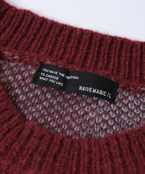 Naive magic（ナイーブマジック）の「NAIVE MAGIC WジャガードフラワーCNニット（ニット/セーター・メンズ・ブラック系1/パープル/ワイン/ブルー/グレー/ブラック系2・M/LL/L）」の22枚目の写真