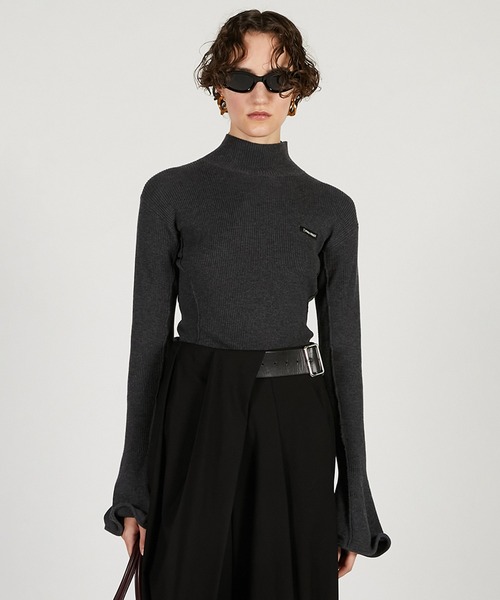 PRANK PROJECT（プランクプロジェクト）の「ウェーブヘムスリーブリブニット / Wave Hem Sleeve Rib Knit（ニット/セーター・レディース・チャコールグレー/ライトイエロー/ブラック・FREE）」の3枚目の写真