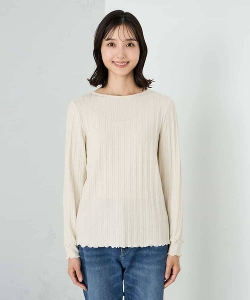a.v.v(アーヴェヴェ)の「ボートネックラメトップス(Tシャツ/カットソー・レディース・グレー/アイボリー・38/36/40)」の19枚目の写真